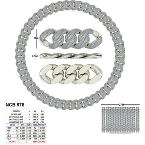 สร้อยคอผู้ชายทองคำขาว 14K ประดับเพชรแบบ Iced Out Pave สไตล์ฮิปฮอป ดีไซน์แบบ Cuban Link ทรงกลมหรูหรา เพชรเลี้ยงในห้องปฏิบัติการ ทันสมัย - Product Image 2