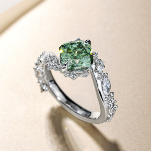 Cushion Cut Zircon Engagement <b>Ring</b> <b>925</b> <b>Silver</b> Rhodium Plated Women Romantic Style - Product Image 1