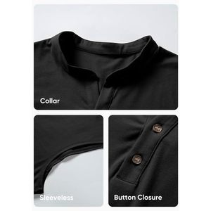 2025 hommes XL mince Henley palangre coton débardeurs Muscle sans manches T-Shirts bouton Hip Hop Fitness porter à capuche pour une utilisation en salle de sport - Product Image 6