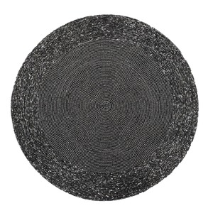 Mantel Individual de Lona Negra con Cuentas OEM, 300 mm de Diámetro, Resistente al Calor, Antideslizante, para Vajilla de Navidad, Halloween, Bodas - Product Image 5