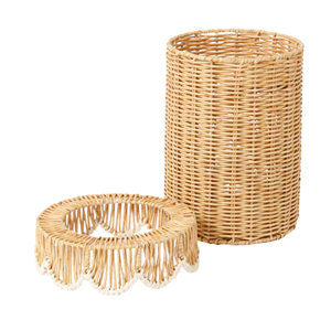 Handwoven Natural Rattan Trash Can Eco-Friendly Waste Paper Basket Classic Open Top Garbage <b>Bin</b> <b>Bedroom</b> Storage Basket - Product Image 2