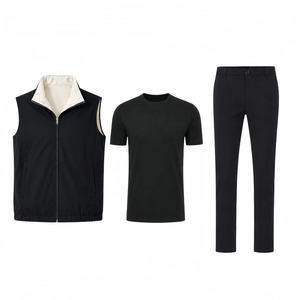 Traje de Verano de 3 Piezas para Hombre al por Mayor: Chaleco Reversible, Camiseta de Algodón Mercerizado Transpirable y Pantalón Elástico de Pierna Recta - Product Image 1