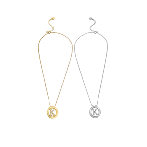 Collana con Ciondolo Lettera K in Acciaio Inossidabile, Catena a Serpente 1Cm, Gioiello Minimalista Unisex da Regalo - Product Image 2