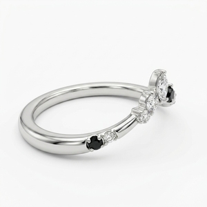 PT950 Platinum Marquise & Round Lab Grown Diamond Ring | 0.12 CT Fine Jewelry - Product Image 3