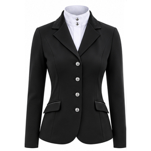 Chaqueta de equitación para mujer, blazer de competición, corte entallado, cintura media, tejido de punto estampado, cierre con botones - Product Image 1