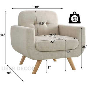 Fauteuil d'appoint contemporain Elena en lin, 5000g, livraison manuelle pour mobilier de salon - Product Image 5