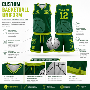 Custom Sublimated Basketball Uniform <b>Men</b> Green Quick Dry Breathable Team Basketball Jersey <b>Shorts</b> Set Training Sportswear - Product Image 5
