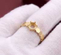 925 Sterling Silber Sechseckiger Edelstein Halbmontierter Ring Geometrischer Wabenring Fassung Blanko-Ringfassung Gold Vermeil