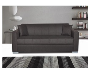 Canapé-lit moderne convertible avec rangement, mécanisme clic-clac, revêtement en tissu écologique, design portable, cadre en métal, 3 places - Product Image 5