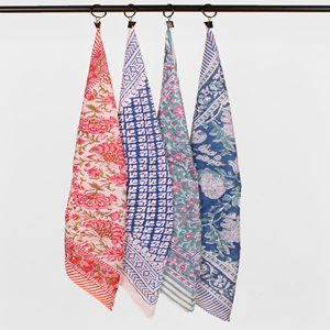 Authentic Jaipur Hand Block Printed Cotton Bandana <b>Square</b> <b>Scarf</b> Floral Pattern Natural Dyed 21" Summer Traditional Fashion - Product Image 1