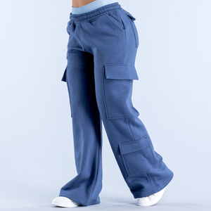 Nuevos pantalones deportivos cargo de pierna ancha para mujer, de algodón polar transpirable, con bolsillos, de corte holgado, lisos, para gimnasio y jogging, para hombre. - Product Image 1