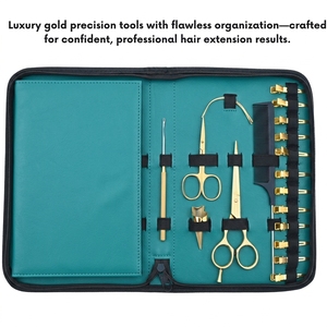 Meilleur kit d'installation d'extensions capillaires : Outil de sertissage à micro-anneaux, Enfileur de fils, Aiguille à crochet, Peigne à queue de rat, Pinces bec de canard - Product Image 5