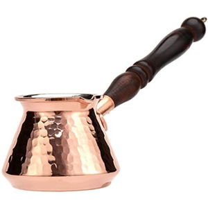 Traditional Hand-Engraved Copper Turkish Coffee Pot Wooden Handle Cezve | Wholesale Stovetop Ibrik Arabic Coffee <b>Maker</b> Supplier - Product Image 3