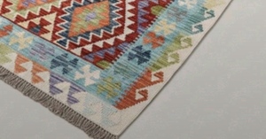 Alfombra Afgana Kilim Hecha a Mano de Lana, Alfombra Tradicional con Patrón Geométrico, Flecos, Apta para Mascotas, Pelo Plano y Fino, Decoración para el Hogar - Product Image 2