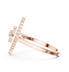 Anillo de Compromiso Art Deco con Moissanita Creada en Laboratorio, Corte Exquisito, Diseño Floral en Racimo, Marco Exterior con Pavé en Forma de Rombo, Alta Claridad - Product Image 3