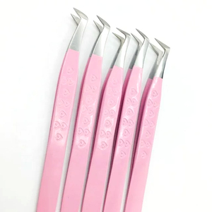 Pince à épiler de précision en acier inoxydable, pointe lisse, rose, outil de beauté pour extensions de cils et mise en forme des sourcils - Product Image 5