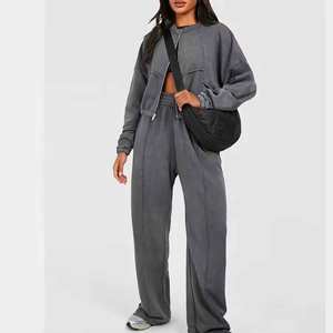 Survêtements de sport personnalisés pour femmes, ensemble deux pièces en coton 100% pour femmes, ensemble décontracté d'été pour le sport - Product Image 2