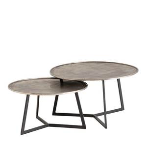 Juego de mesas de centro modernas redondas de metal con superficie martillada y estructura de hierro, diseño industrial apilable, muebles para sala de estar - Product Image 5
