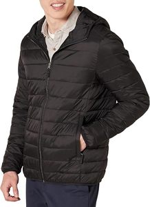 Veste matelassée à capuche pour homme, couleur vert olive, coupe-vent, décontractée, pour l'hiver, avec fermeture éclair et poches latérales - Product Image 4