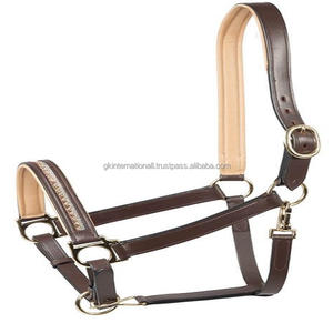 Licol de cheval en cuir de qualité supérieure, beige crème, rembourrage contrasté sur la têtière et le nez avec chaîne en cristal scintillante - Product Image 4