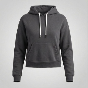 Sweat à capuche personnalisé pour femme en polycoton molletonné, imprimé en relief, brodé, coupe courte Y2K, longueur longue, couleur personnalisable - Product Image 1