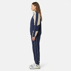 <b>Women's</b> <b>Navy</b> Blue Color Blocked Track Suit Full Sleeve Stand Collar Sporty Wear Breathable Lightweight 2 Piece Set Made in Pak - Product Image 2