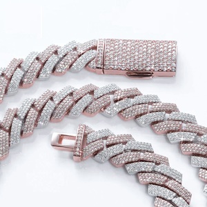925 <b>Silver</b> Cuban Link <b>Chain</b> Necklace Lab-Grown Certified Diamond Two Tone Rose Gold Finish Iced Out Hip Hop Jewelry for <b>Men</b> - Product Image 5