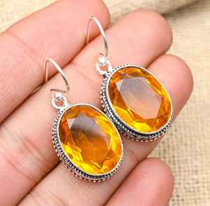 Magnifiques boucles d'oreilles en topaze miel, bijoux faits main, dernier design, argent sterling 925, cadeau de mariage pour elle - Product Image 1