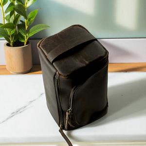 Genuine Leather Toiletry Bag <b>Mens</b> Dopp Kit Travel Wash Bag Shaving Kit <b>Pouch</b> Waterproof Interior Custom Logo TYG-0208 - Product Image 2