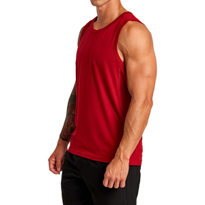 Wholesale Saleh Enterprises <b>Men's</b> <b>Red</b> Sleeveless Tank Top O-Neck Print Breathable Quick Dry Knitted Spandex/Cotton Workout <b>Vest</b> - Product Image 1