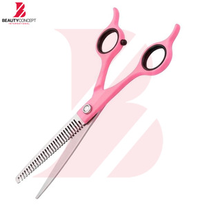 กรรไกรซอยผมดีไซน์บางเฉียบ ด้ามจับพลาสติกสีชมพู สำหรับช่างตัดผมมืออาชีพ  ใบมีดสแตนเลส อุปกรณ์ทำผม - Product Image 4