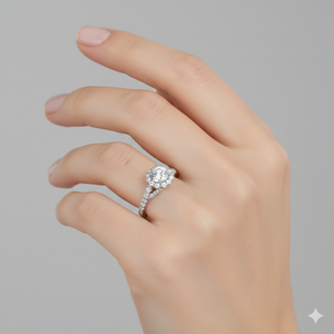 Bague de fiançailles en forme de halo de diamant festonné - Product Image 5