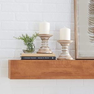 Ensemble de 2 porte-bougies en bois vieilli, style rustique, pour bougies piliers, décoration de table à la maison - Product Image 4