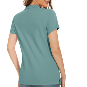 Polo en tricot côtelé pour femme, doux et extensible, à manches courtes, col classique, élégant, décontracté, pour un usage quotidien - Product Image 4