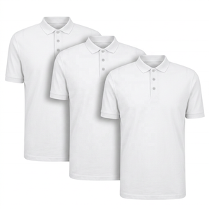 Polo à manches courtes en tricot noir pour homme, couleur unie, style décontracté, coupe classique, design boutonné - Product Image 3