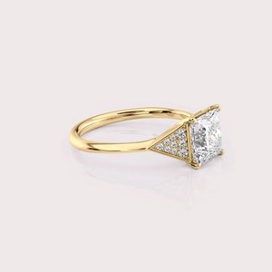 IGI Certified Princess Cut Lab Created Diamond Engagement <b>Ring</b> 14K Rose / White & Yellow Gold Accent Wedding <b>Ring</b> - Product Image 2