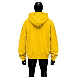 Sudadera con capucha amarilla extragrande con cremallera y logo de signo de dólar, diseño gráfico personalizado de streetwear, unisex, informal, a la moda. - Product Image 2