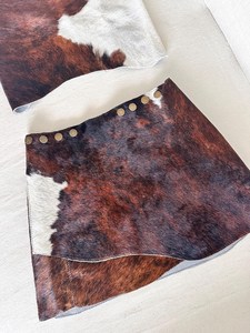 Custom Cow Hair Embossed Plaid Leather Mini <b>Skirt</b> Elegant Cowhide for Ladies Women's Casual Natural Waist Breathable <b>Pleated</b> - Product Image 2