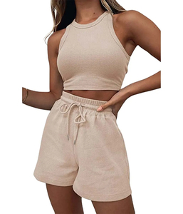 Shorts Deportivos Casuales de Cintura Alta para Mujer, Transpirables, con Cintura Elástica, de Poliéster de Alta Calidad para Verano - Product Image 1