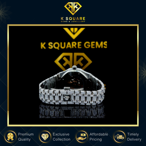 Reloj de Lujo Unisex de Acero Inoxidable con Correa de Cuero, Diseño Único, Resistente al Agua, con Diamantes Moissanite VVS de Alta Calidad - Product Image 5