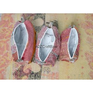 Eco-Friendly Daily Use for Bag Cotton Kantha Fabric Tassel Zipper Closure Indian Handmade Cosmetic Organizer for Women - Product Image 6