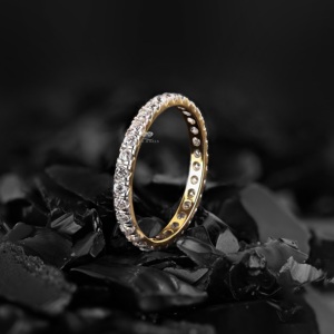 Round Lab Grown <b>Diamond</b> Half Eternity Wedding Band Pave Set <b>Diamond</b> <b>Ring</b> 14K 18K Gold Stackable Anniversary <b>Ring</b> Wholesale - Product Image 1