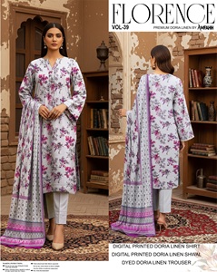 Vestido de lino estampado de alta calidad para mujer, colección 2026 de marca pakistaní, ropa de estilo islámico para damas. - Product Image 5
