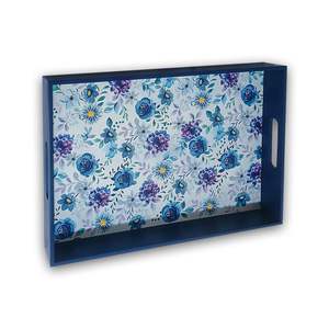 Plateaux de service en bois de manguier plus efficaces, revêtement bleu avec autocollant émaillé, pour la cuisine et la salle à manger, usage polyvalent - Product Image 1