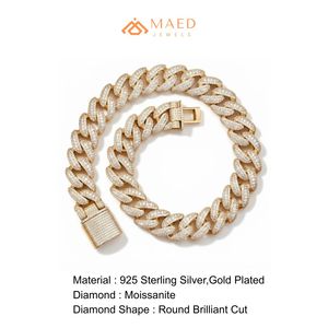 Collier chaîne maille cubaine en moissanite plaqué or 18 carats, bijoux de mode pour hommes et femmes, style pendentif maille glacée New York, style urbain - Product Image 6