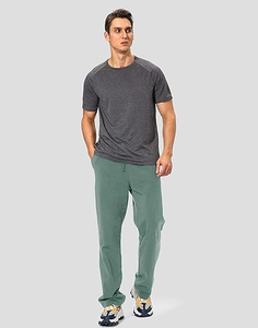 Pantalon cargo chino décontracté pour homme, extensible, respirant, en coton, coupe slim, multi-poches, taille élastique, fermeture à cordon, athleisure - Product Image 1