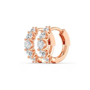 Pendientes de Oro Rosa Refinado de 9K con Diamantes Cultivados en Laboratorio, 1.04 CTW, Diseño Redondo, Tesoro Nupcial - Product Image 2