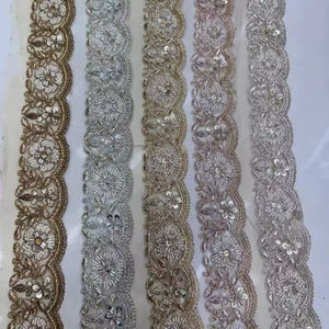 ริบบิ้นลูกไม้ปักเลื่อมและมุกหรูหรา เป็นมิตรกับสิ่งแวดล้อม เหมาะสำหรับชุดราตรีและงานฝีมือระดับพรีเมียม - Product Image 1