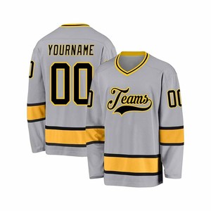Maillot de hockey sur glace personnalisé par sublimation, nom et numéro personnalisés, vêtements d'équipe, manches longues, col en V, pour hommes adultes - Product Image 3