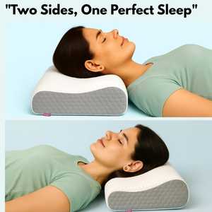 Almohada de espuma viscoelástica de contorno moderna de primera calidad con diseño ortopédico cervical para alineación de cuello y columna lavable y antiestático - Product Image 2